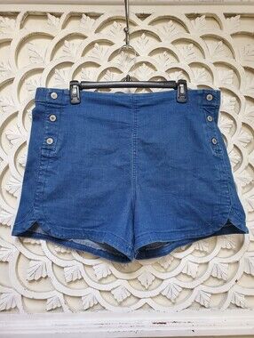 Sophia Vergara Blue Jean Sailor Retro Inspired Stretch Denim Shorts Size 18